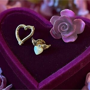 Gold color Heart and Purple Rose Brooch from Royal Adderly flower 🌺. & Avon pin